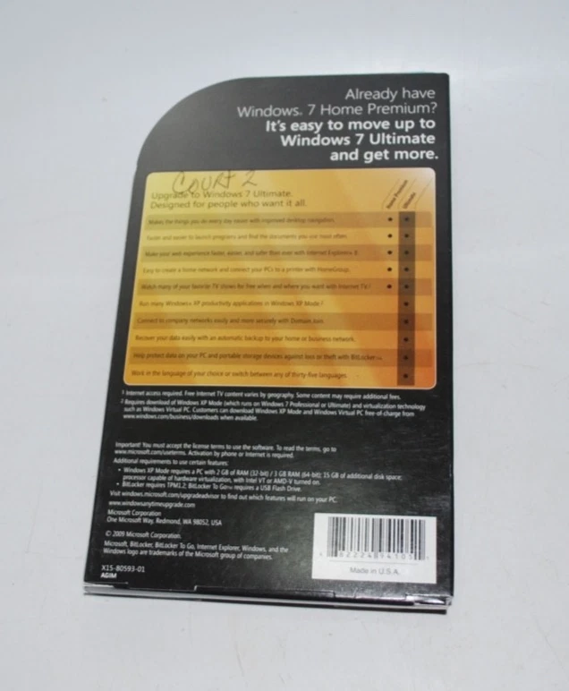 Microsoft Windows 7 Ultimate Anytime Upgrade from Home Premium  USED - Image 2 of 3