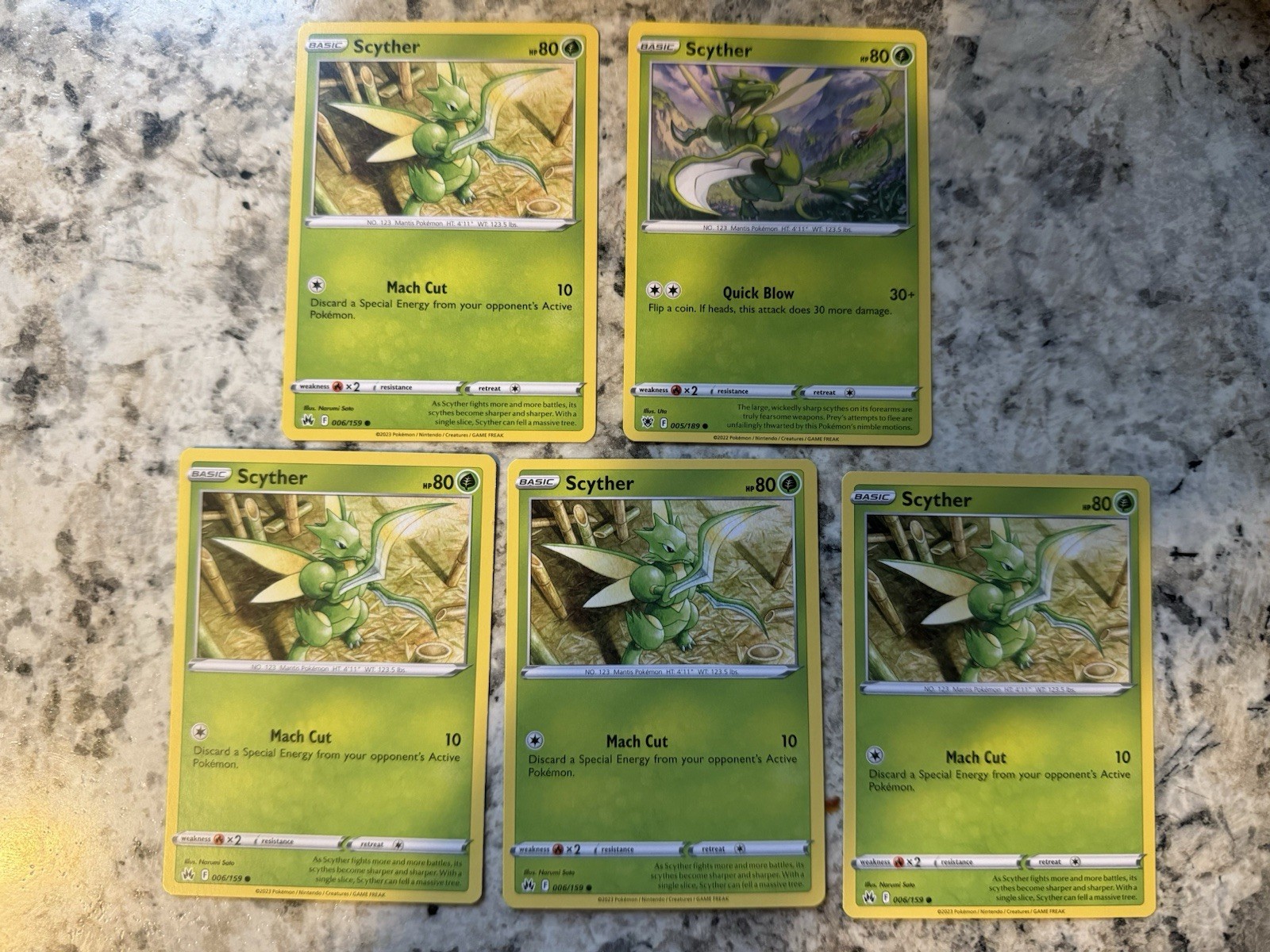 Pokemon TCG Scyther Crown Zenith 006/159 Astral Radiance 005/189 Lot (5)