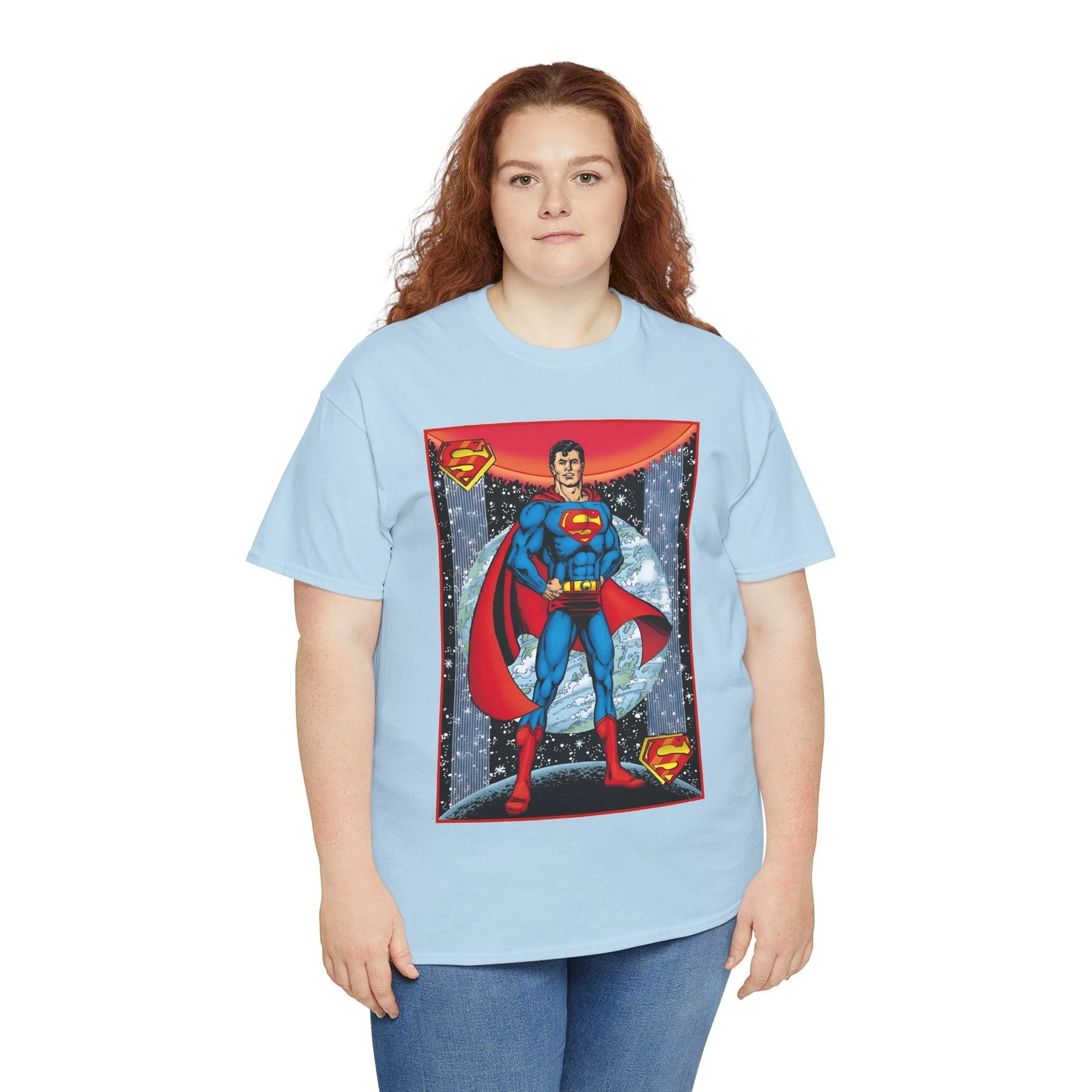 Superman T-Shirt - George Perez Justice League Postcard Art - DC Comics - 1980s
