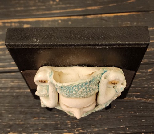 Ceramic Pottery Wood Plaque One Of A Kind Artist Signed  Dated Face Art Unique  - Picture 2 of 9