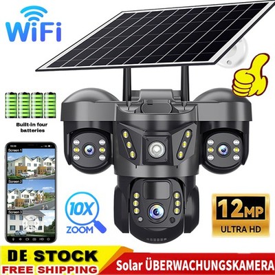 12MP HD Solar Kamera FUNK ÜBERWACHUNGSKAMERA Outdoor WLAN WIFI IP CAMERA CCTV 