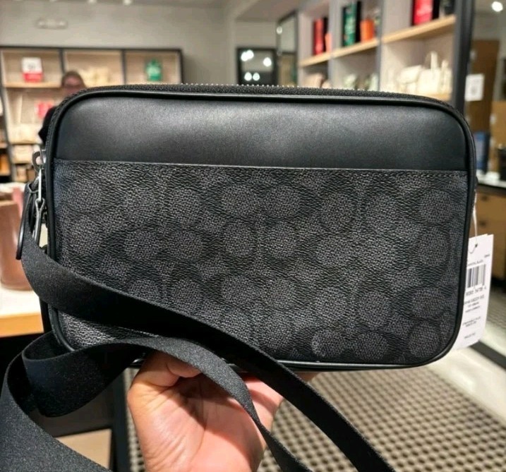 NWT Coach CV921 Men's Graham Crossbody Signature Canvas & Leather