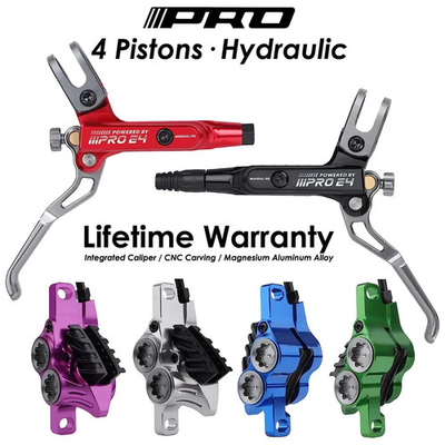 #ad 4 Piston Bicycle Hydraulic Brake Oil Pressure AM DH Road Bike Disc Brake $264.39