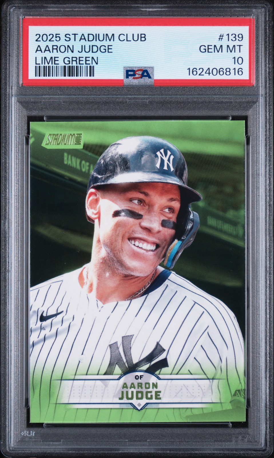 2025 TOPPS STADIUM CLUB LIME GREEN #139 AARON JUDGE PSA 10