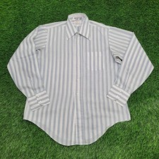 Vintage 70s Arrow Kent Button Shirt XL 23x31 White Blue Stripes