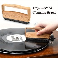 Wood-Tone Vinyl Record Cleaner Brush - Anti-Static Carbon Fiber, Dust Stain...