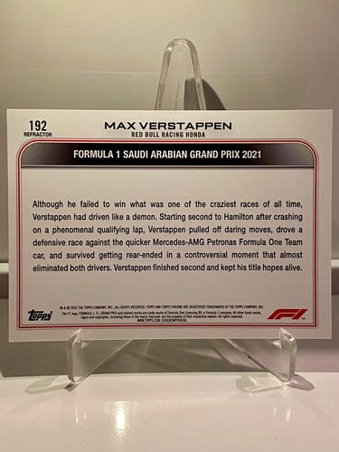 2022 Topps Chrome Formula 1 F1 Max Verstappen #192 Refractor RedBull - Bild 2 von 2