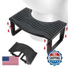 Toilet Stool Foldable,7 in, 8 in Or 9 in Adjustable Height,Acacia Wood Poop Stoo