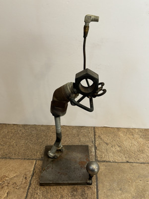 Metal Golfer Art Sculpture Nuts & Bolts 7  Tall