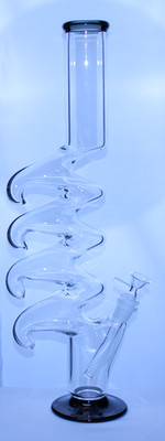 Quad Hook Water Pipe W/ Colored Trim | Black | 20''