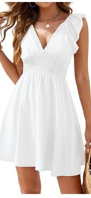 Blooming Jelly Swimsuit Coverup Bathing Suit Cover Up Ruffle Sleeve V Neck S