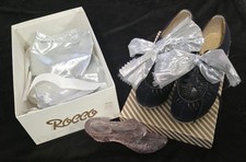 Vintage 1950s Navy Blue Suede Tap Shoe Silver Bows  Morgans Aluminum Taps  Size 5M