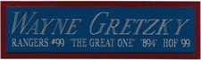 WAYNE GRETZKY NEW YORK RANGERS NAMEPLATE FOR AUTOGRAPHED Signed HOCKEY JERSEY