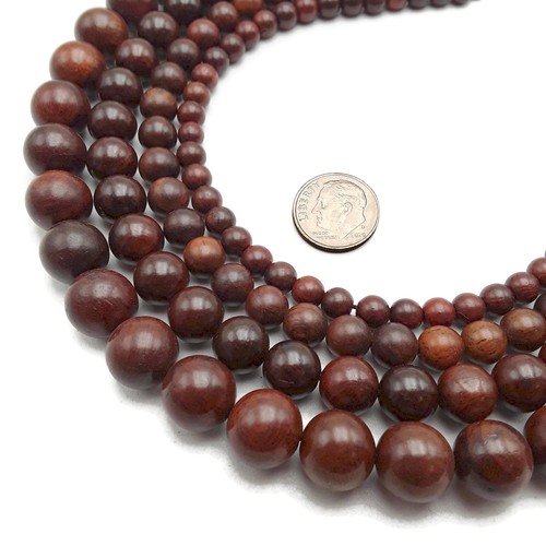 Natural Red Rosewood Sandalwood Smooth Round Beads 6mm 8mm 10mm 12mm 15.5"Strand - Picture 2 of 2