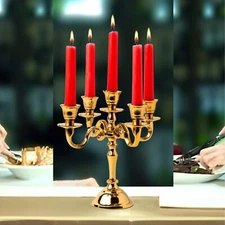 5 Arm  Gold Gothic Metal Candelabra Candle Holders Thankgiving Gift Centerpiece