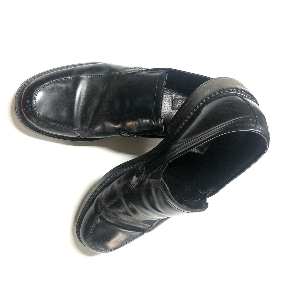 BASS Mens Size 10 GAVIN 1Z1B Black Leather Slip On Loafer  display picture 2