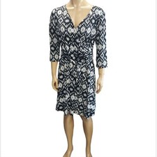 AGB Abstract Tie Waist Wrap Style Dress