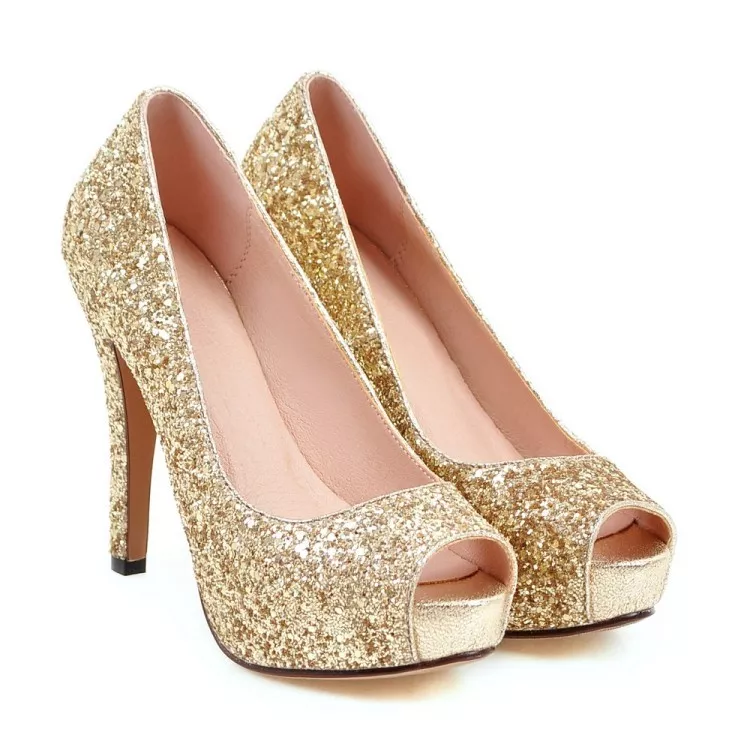 Sequin peep toe best sale heels