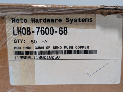 Lot of 50 Roto PRO LH08-7600-68 Casement Window Handles, SP Bend Mush Copper