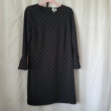 Old Navy Small Little Black Dress velour dots long sleeves lined zipper SP Tall