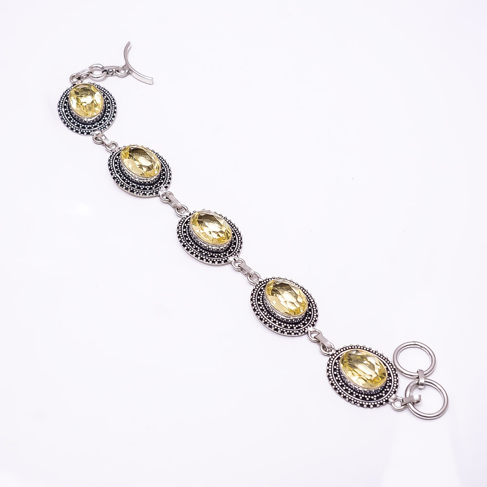 Citrine Oxidised Sterling Silver Bracelet 8.99 Inch B9119 3915