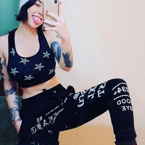 Pantalones de Sudadera góticos con estampado de Ouija punk ropa de calle pantalones de cintura alta elástica - Imagen 4 de 18