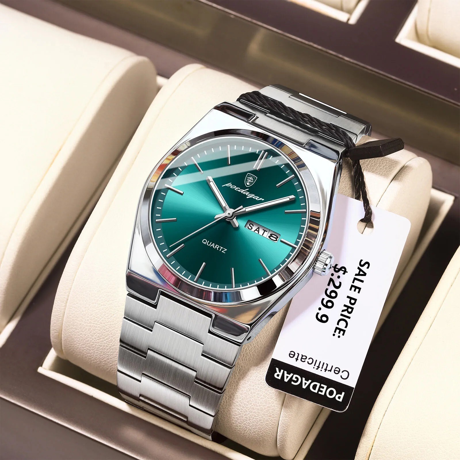 Montre homme étanche en acier pour le bureau et les sorties