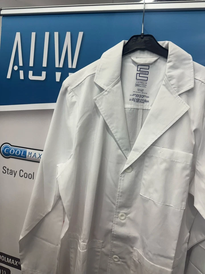 AUW Essentials Unisex Consultation Lab Coat, White - Image 4 of 4