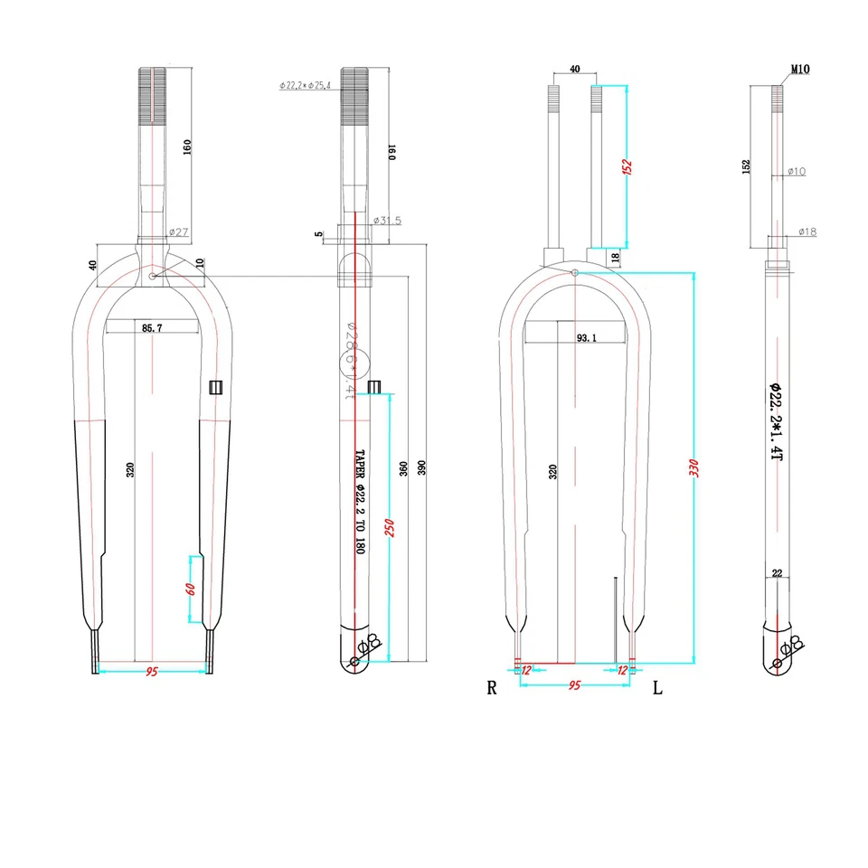 26" Springer Suspension Fork 1" Threaded,Chopper Bike Dual Spring Classical Fork - Image 2 of 2