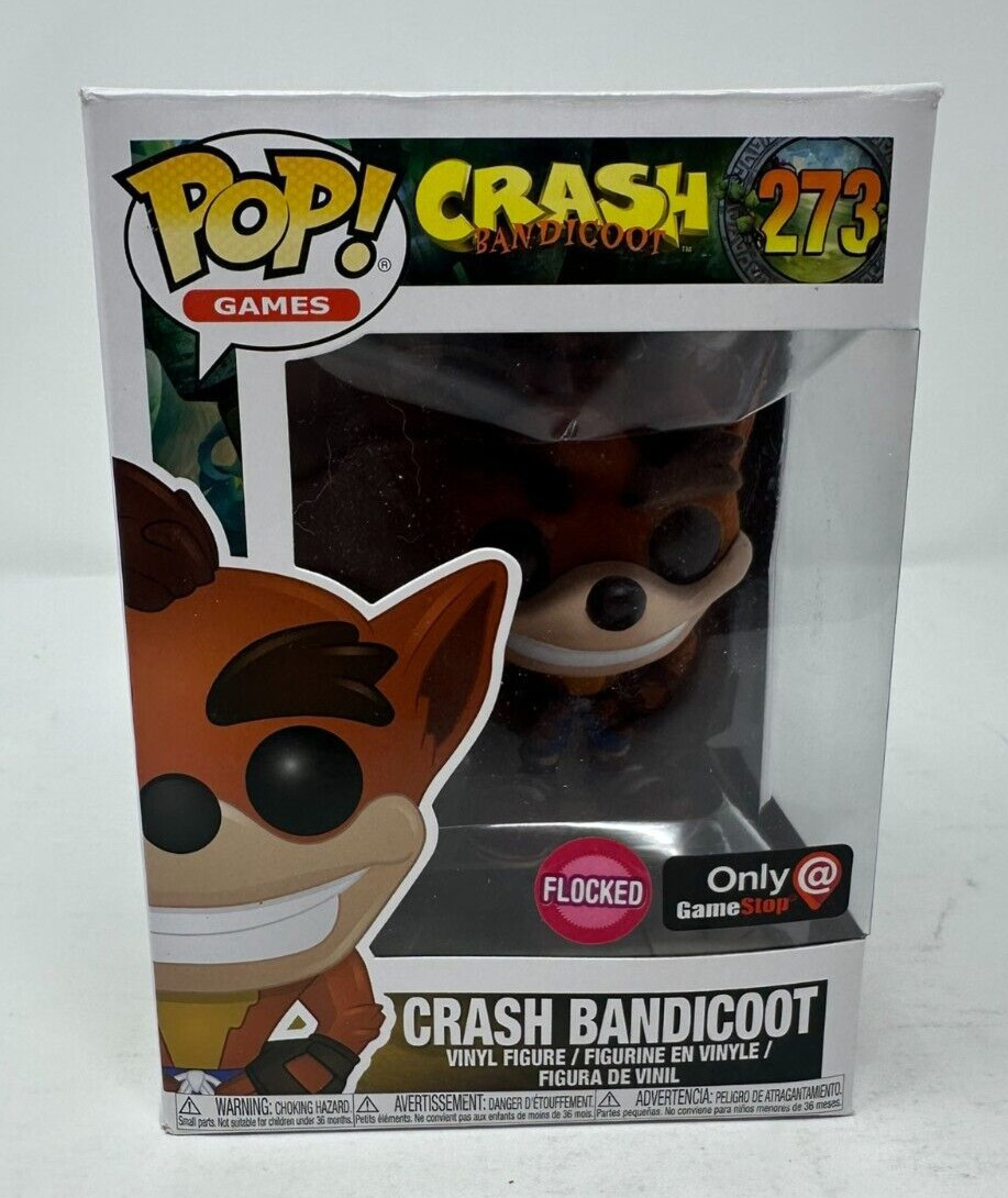 Funko Pop 273 2017 Crash Bandicoot Flocked Gamestop Exclusive