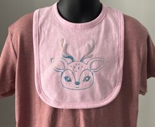 Handmade Baby Feeding Bibs Deer Metallic And Tie-Dye Bear Pink And Blue Set Of 2