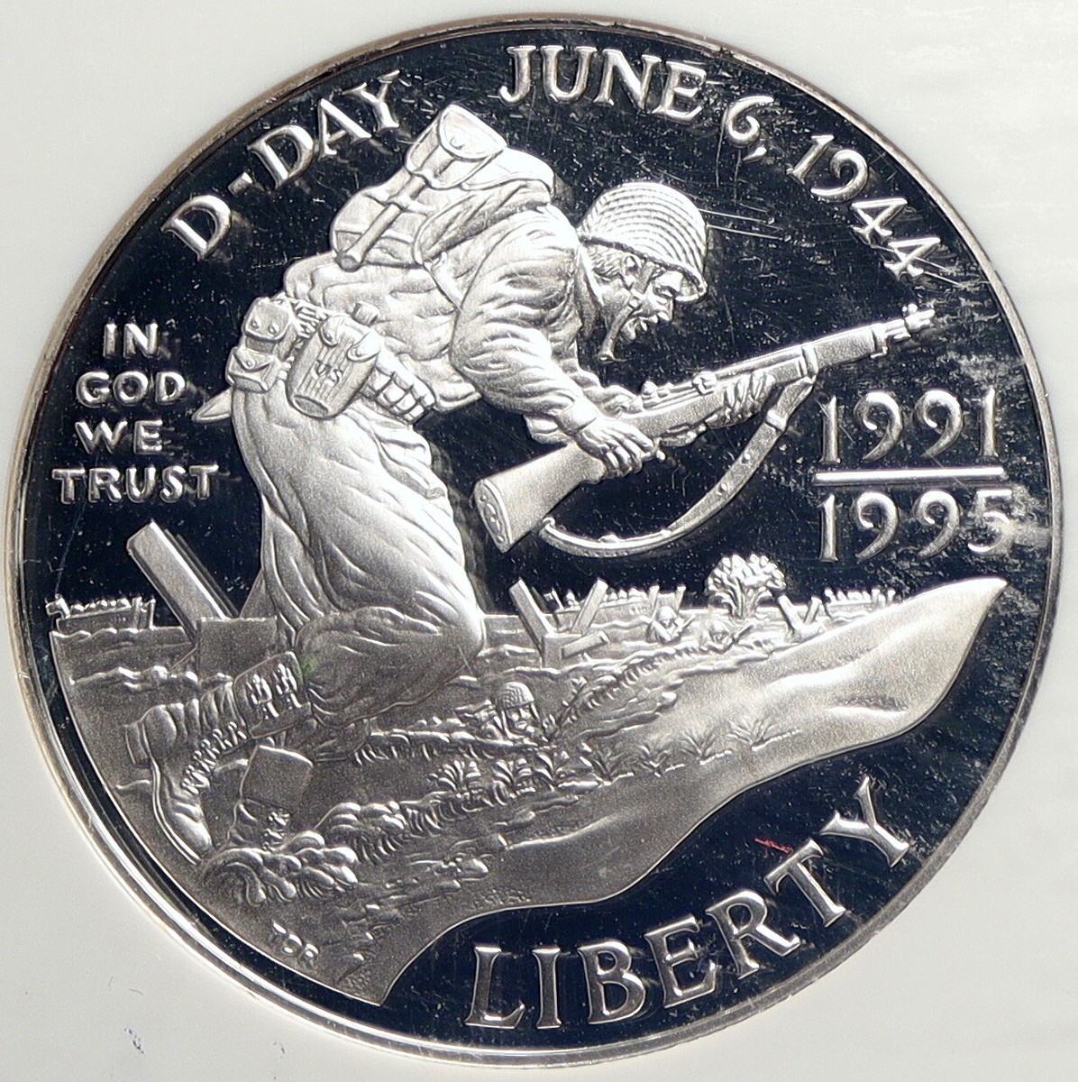 1993 W UNITED STATES US D-Day WWII Normandy Proof SILVER Dollar