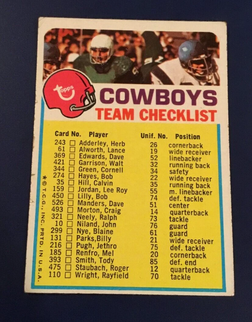 Dallas Cowboys trading card