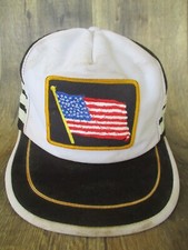 Vintage 3 Three Stripe USA FLAG Patch Snapback Hat Patriotic MADE IN USA #20