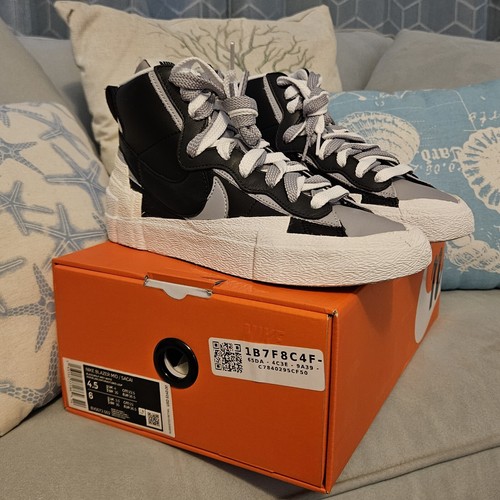 Nike sacai x Blazer Mid Womens Size 6- Black Grey BV0072-002 - Picture 4 of 10