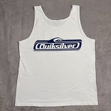 Vintage Quiksilver Shirt Mens Medium White Graphic Single Stitched Made In USA