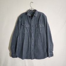 Grizzly Mountain Mens Shirt Gray L Flannel Cotton Long Sleeve Front Button Up