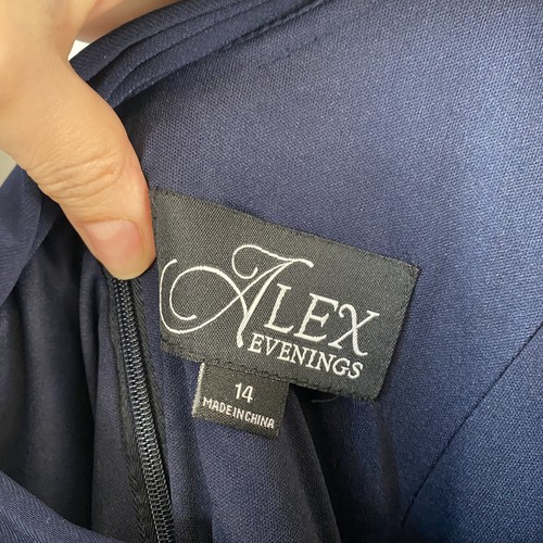 Alex Evenings Embellished Cowl Neck Jersey Gown Navy Blue 14 - Picture 5 of 8