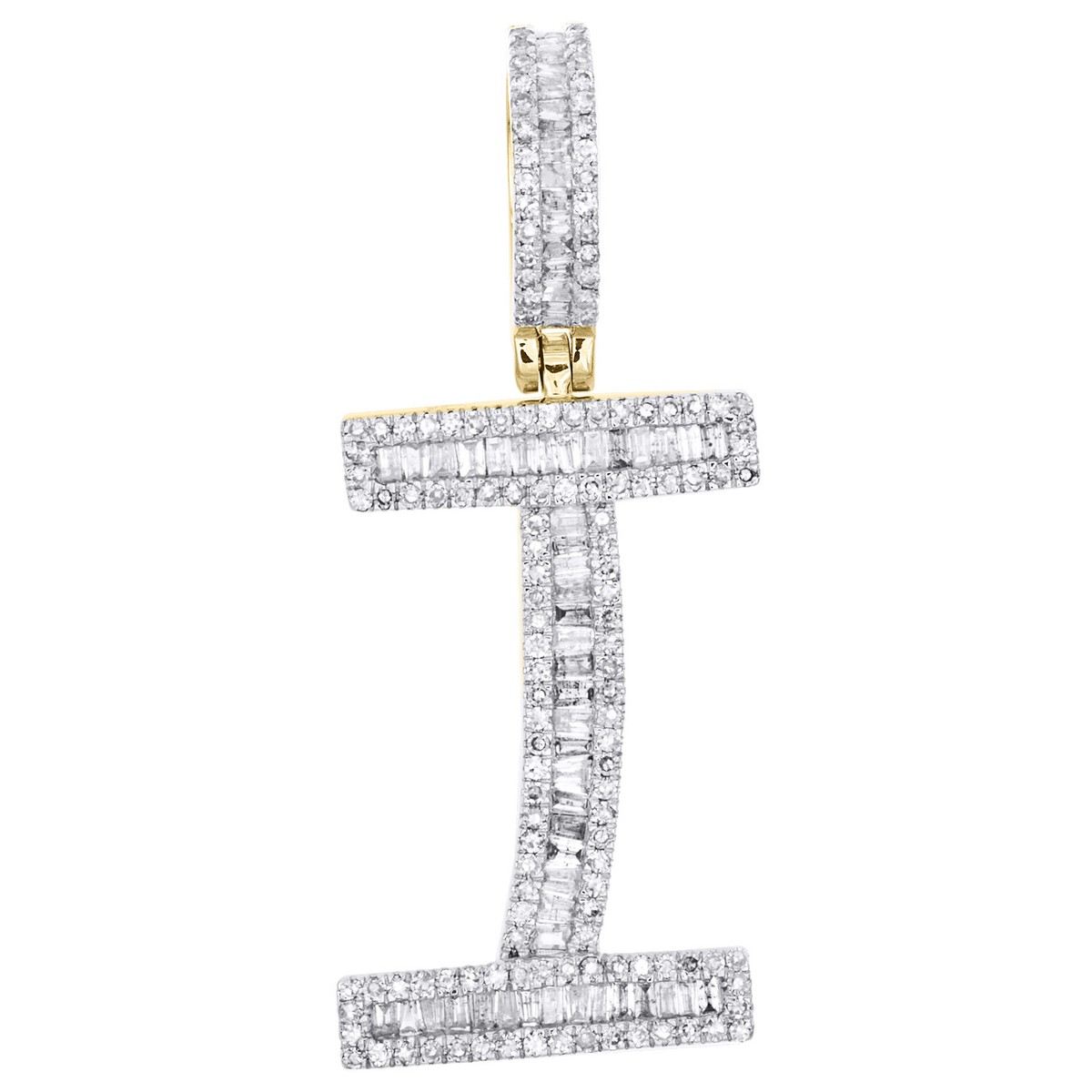 Ciondolo Iniziale K Oro Giallo 10K Baguette Diamante Iniziale K 1,50