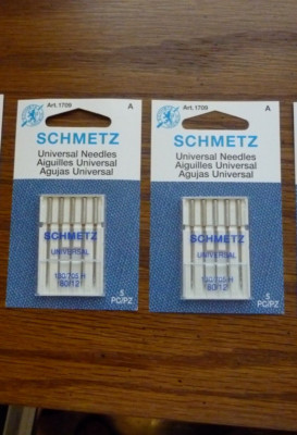 Schmetz Universal Sewing Machine Needles 2 pkgs of 5 #80/12 Popular NEW