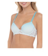 NWT No Boundaries T Shirt Bra Converts To RacerBack Sky Blue With Lace Size 32C
