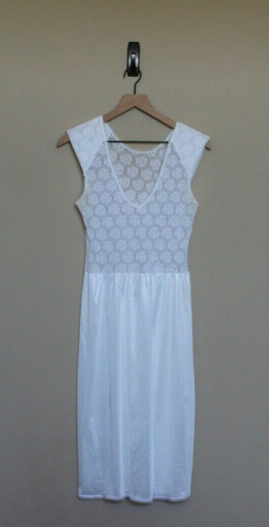 Vintage Shoulder Pads Slip Lace White Size Small Vtg … Gem