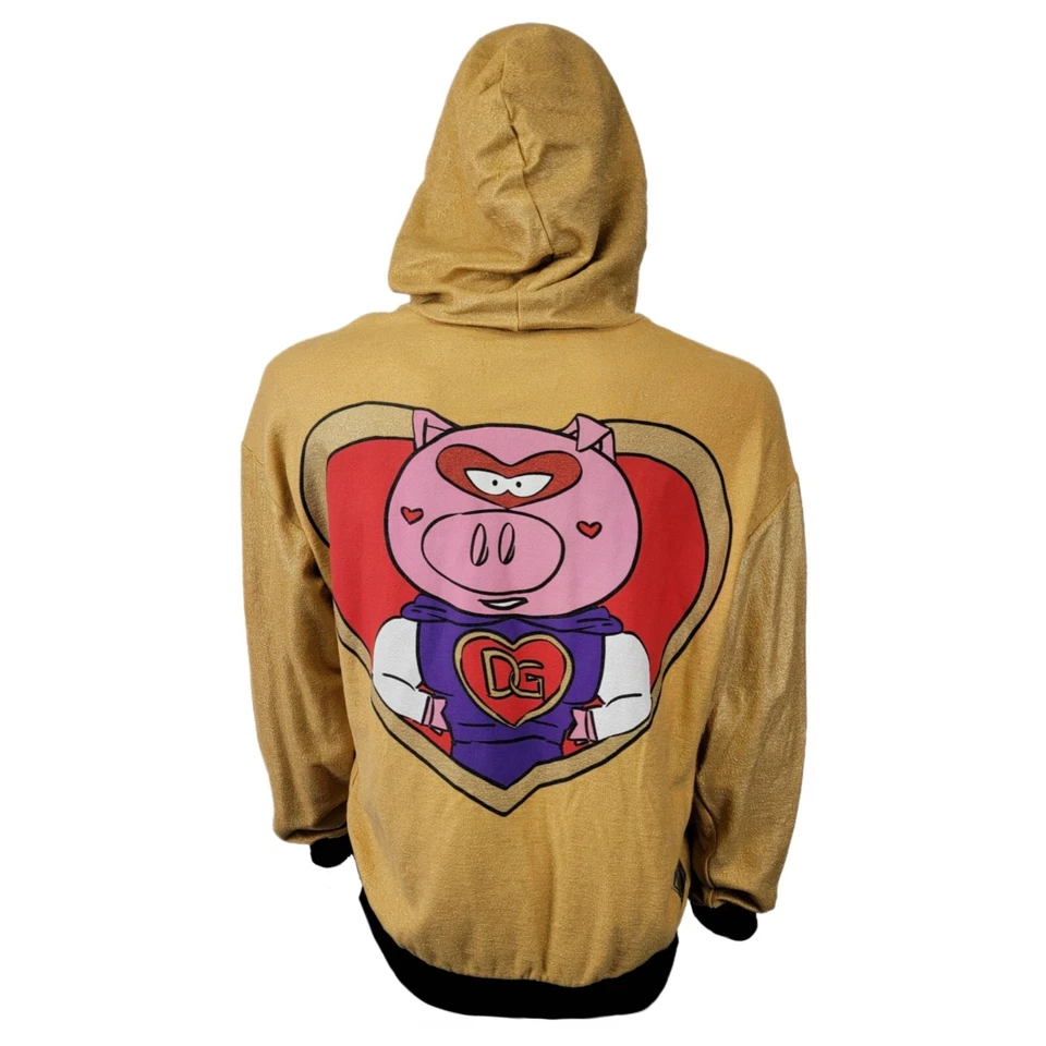 Dolce & Gabbana Year Of The Pig Golden Hoodie Size 46 Cotton Silk - Image 4 of 4