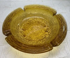 Large Vintage Ashtray MCM 8 ¾" Heavy Harvest Gold Soreno Anchor Hocking EUC