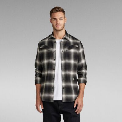 G-STAR RAW DENIM SLANT POCKET SLIM SHIRT Herren Langarm Karohemd