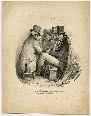 Seltener antiker Meisterdruck - KARIKATUR - WIRTSCHAFT - WECHSELKURSE - Charlet - ca. 1825