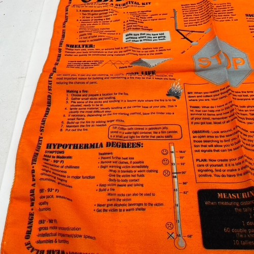 DNR Survival Bandana Notfall orange Taschentuch Outdoor Feuerschutz Sicherheit - Bild 5 von 13