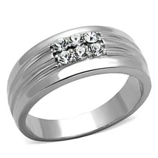 TK1357 - High polished (no plating) Stainless Steel Ring with Top Grade Crystal