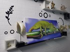 GREEN CHAMELEON - on Canvas, Wall Art Print (40"x20")18mm AOAY1900