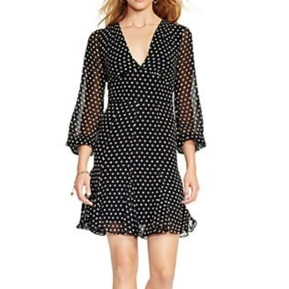 Polo Ralph Lauren Silk Long Sleeve Polka Dot Dress | eBay